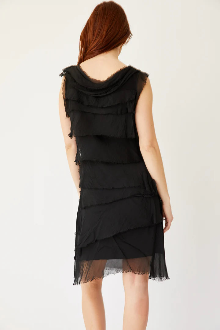 SHORT SILK RUFFLE DRESS