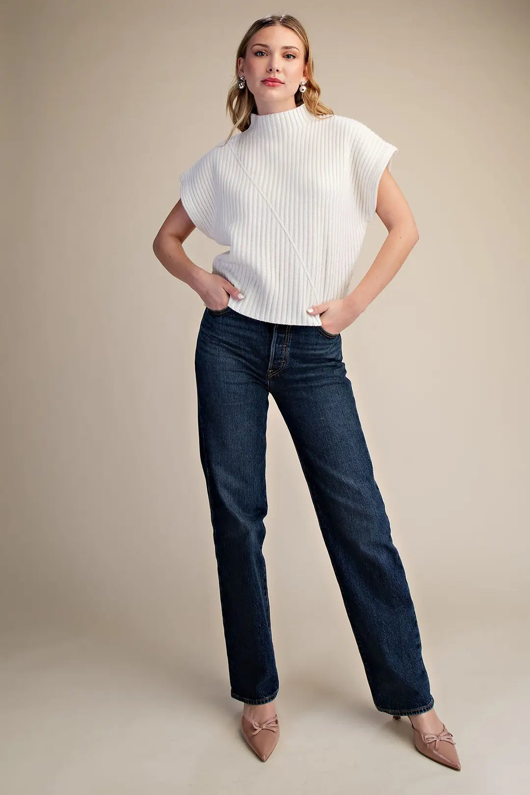 Ribbed Knit Vest Sweater