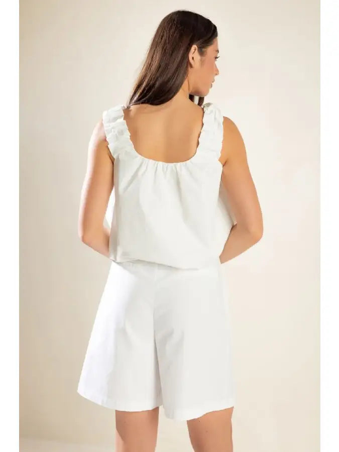 Sleeveless Woven Tank Puff Top