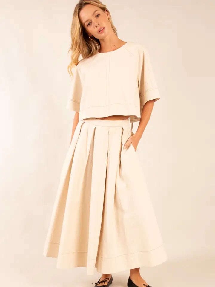 Back Tie Detail Latte Structured Top