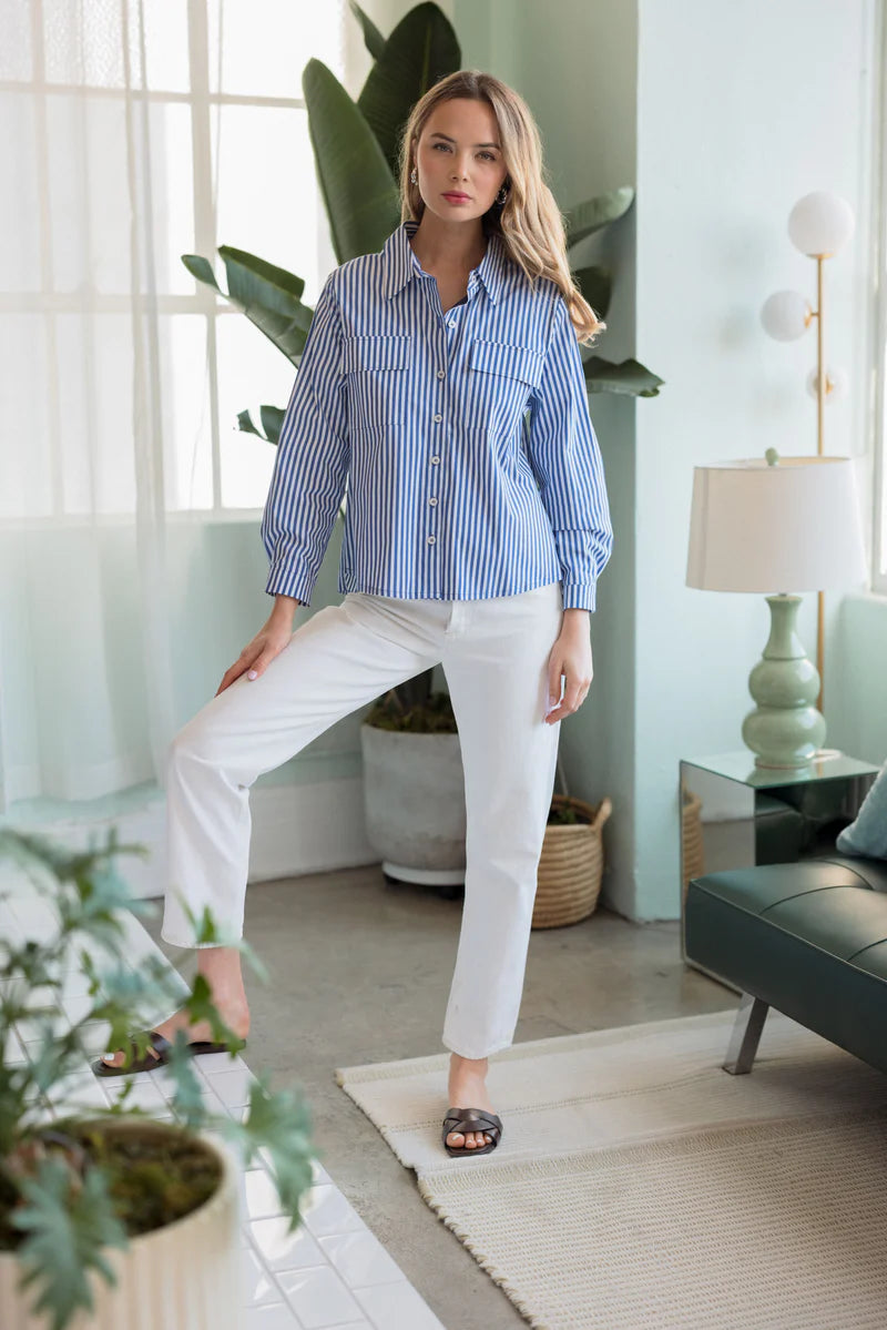 Pleated Shirt Blue