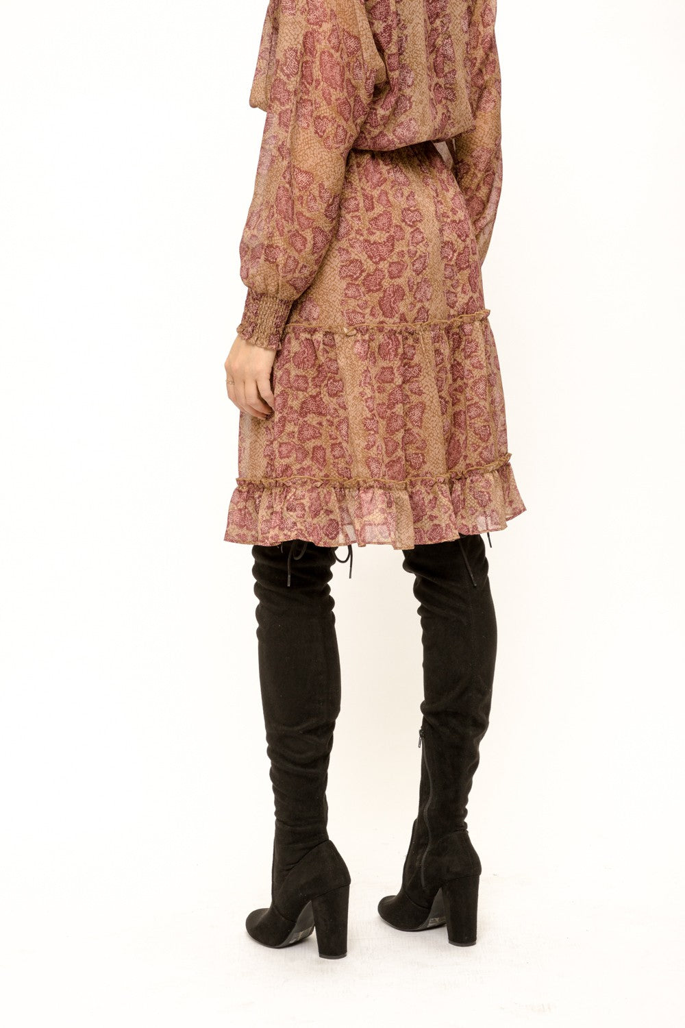 Snake Skin Printed Tiered Skirt