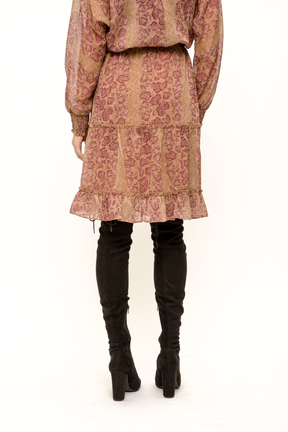 Snake Skin Printed Tiered Skirt