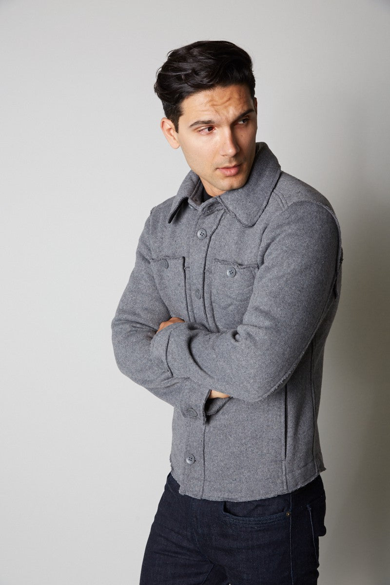 Mens Wool Blended Raw Edge Jacket