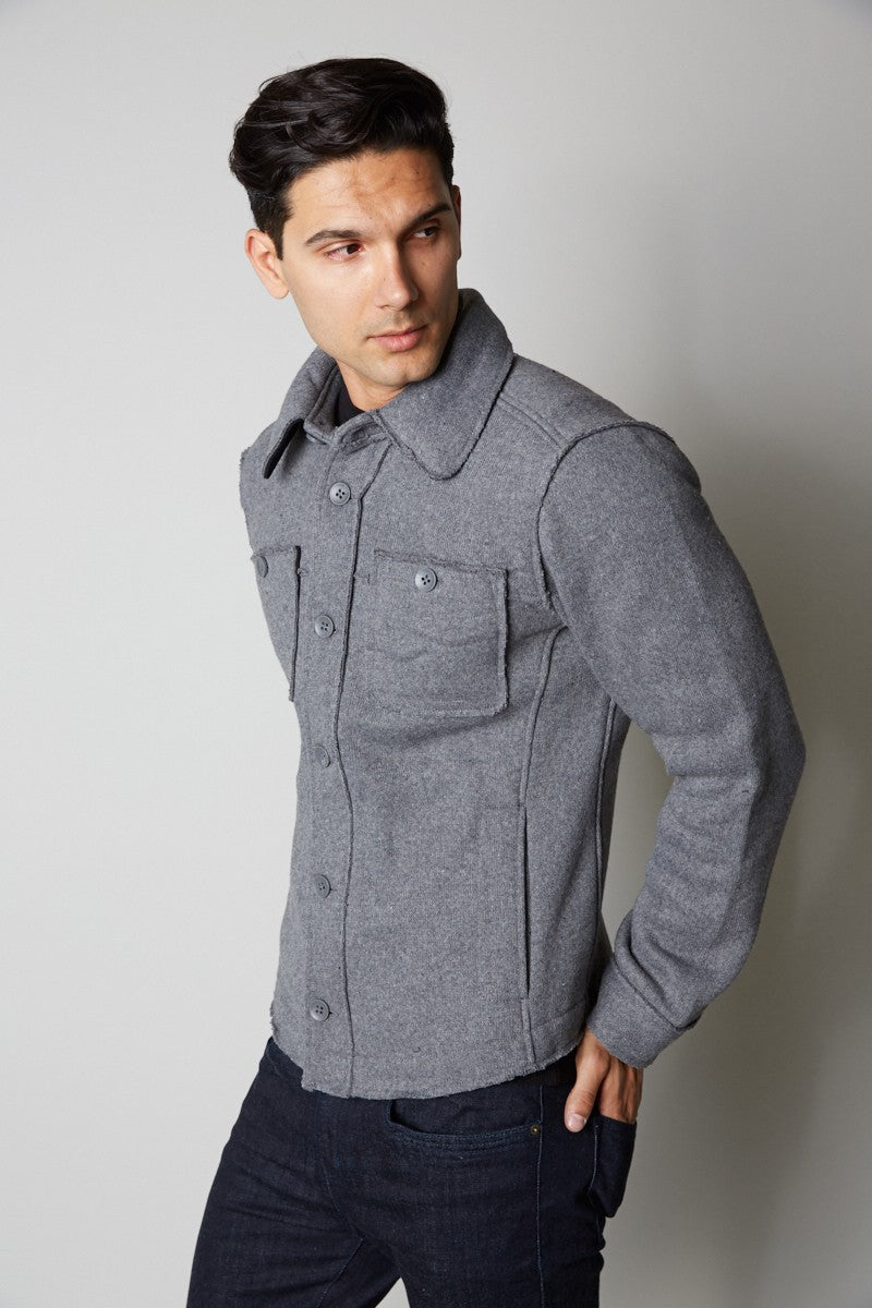 Mens Wool Blended Raw Edge Jacket