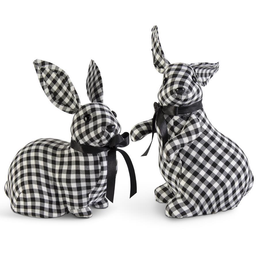 Black & White Gingham Bunnies w/Black Bows