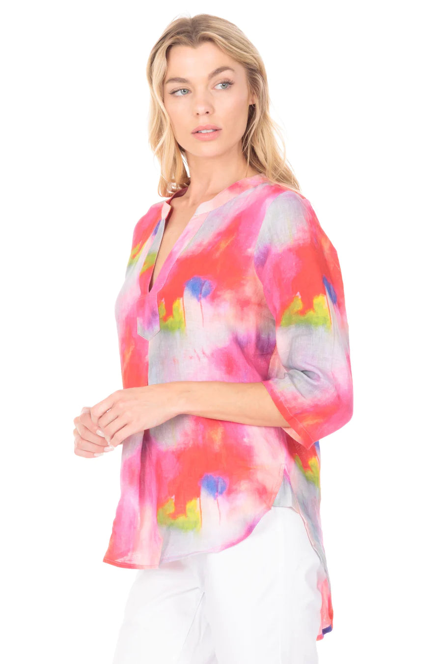 Split V-Neck Linen