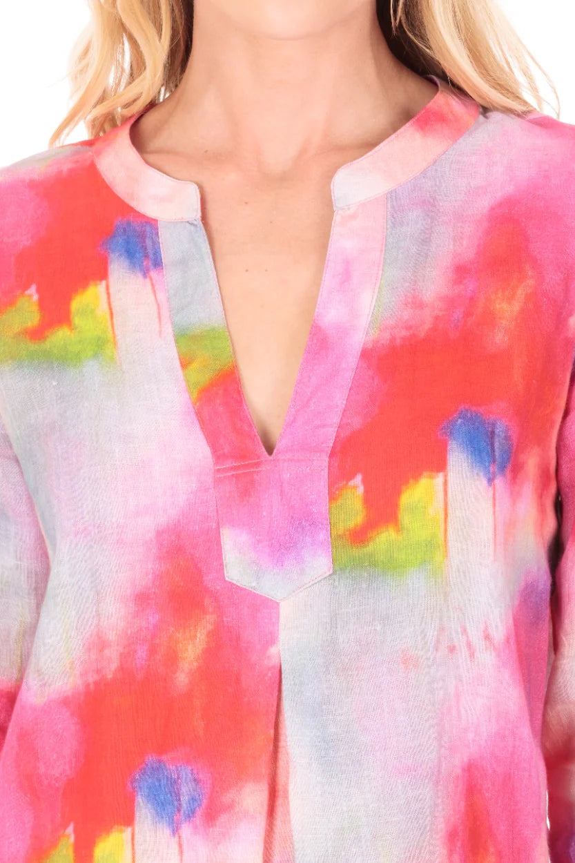 Split V-Neck Linen