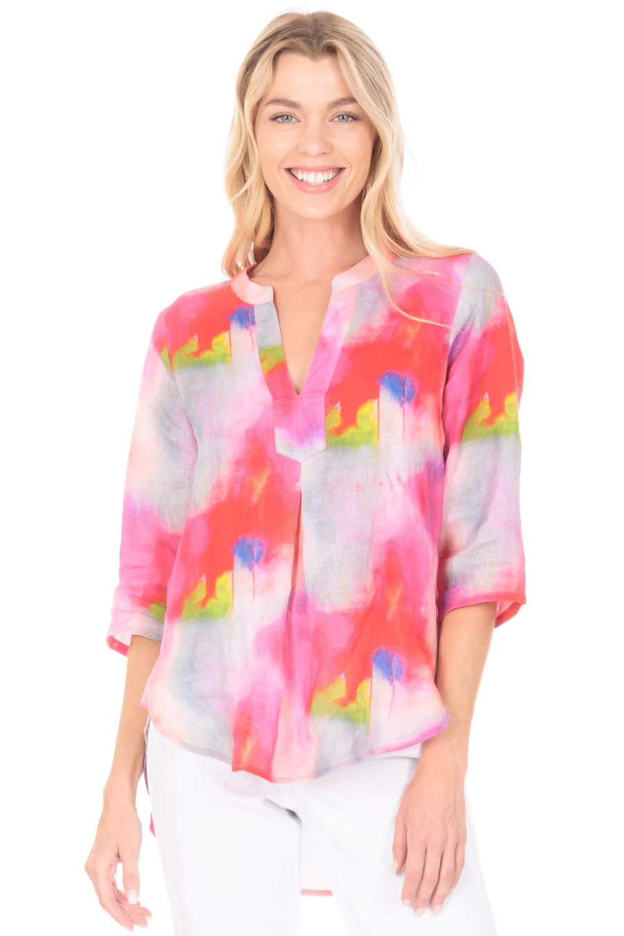 Split V-Neck Linen