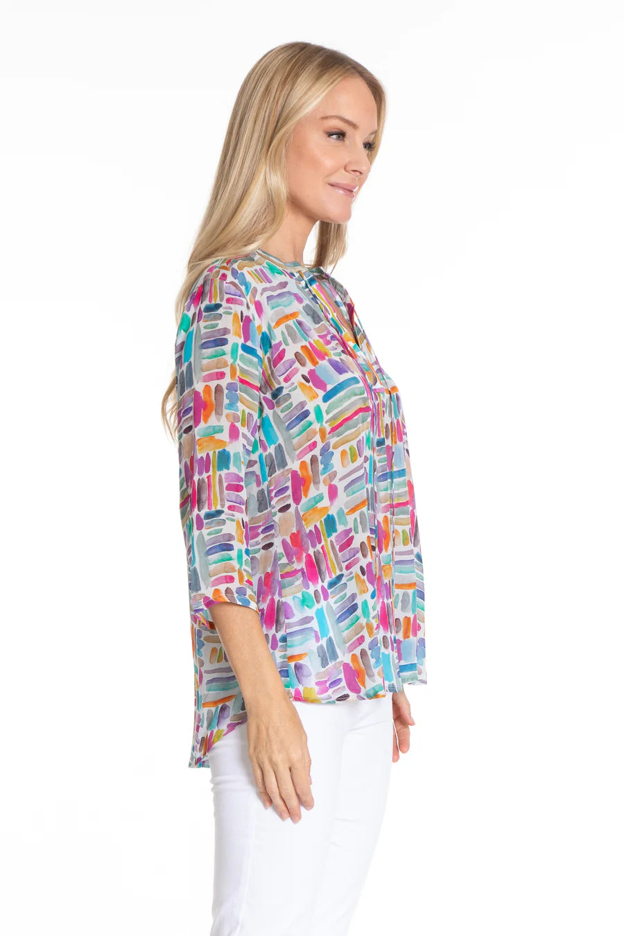 Colorful Brushstrokes - V-Neck with Tassel