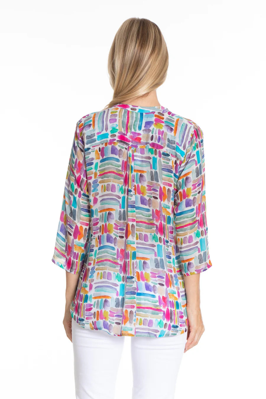 Colorful Brushstrokes - V-Neck with Tassel