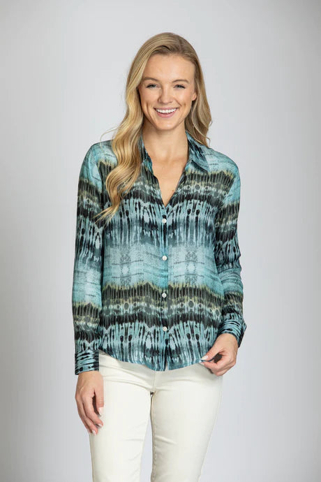 Blue Stripe - Button-up Top
