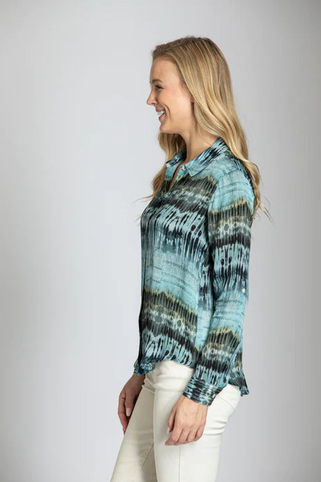 Blue Stripe - Button-up Top