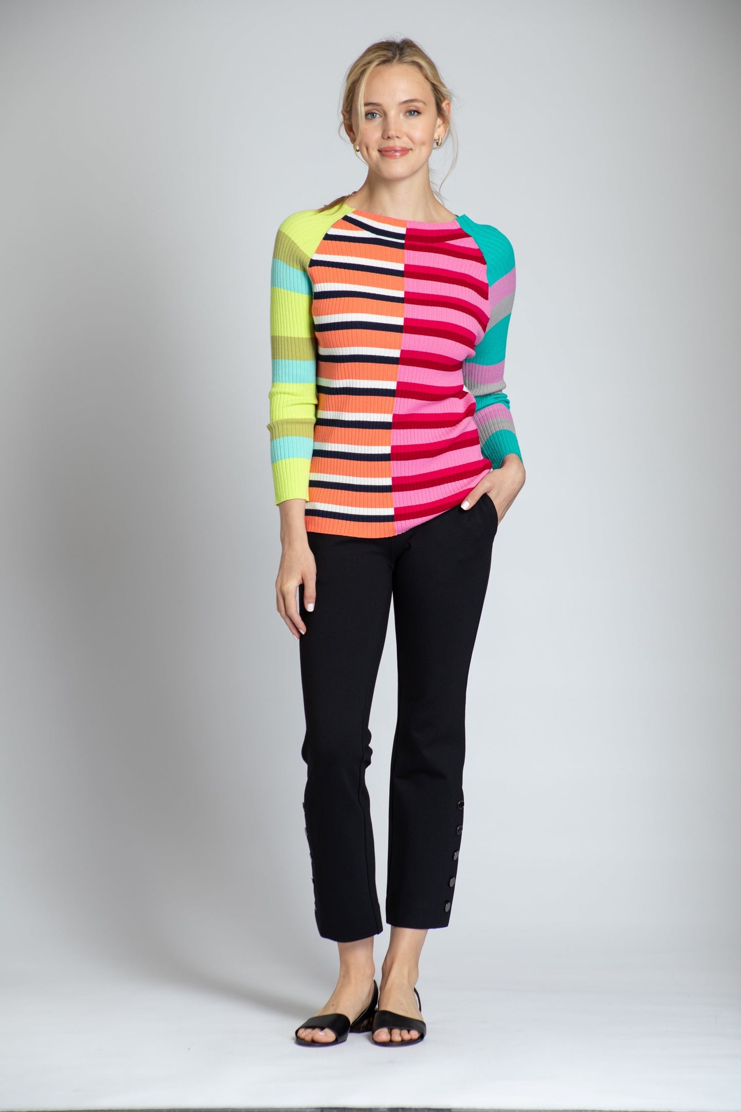Mixed Stripe Rib Sweater
