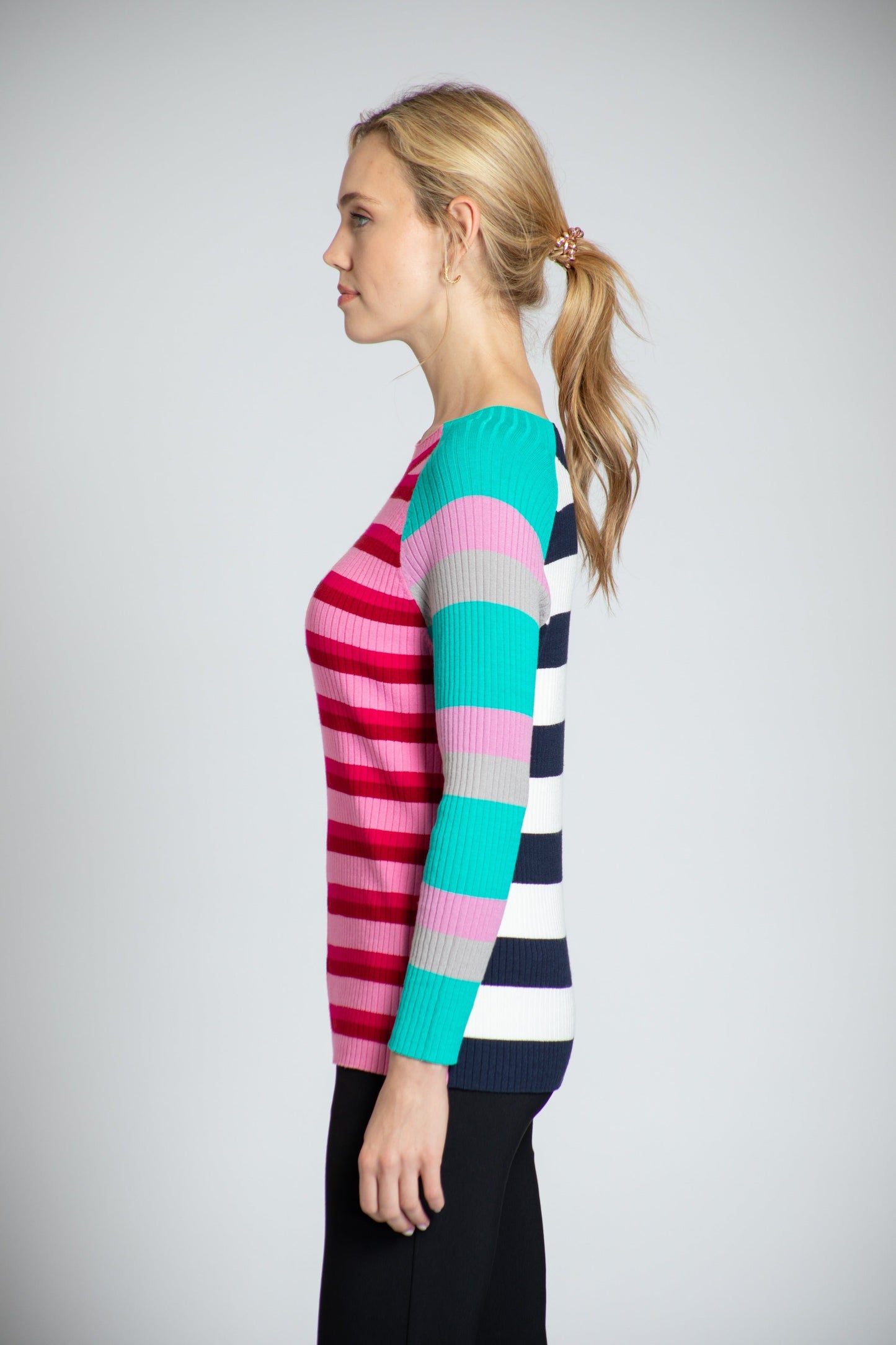 Mixed Stripe Rib Sweater