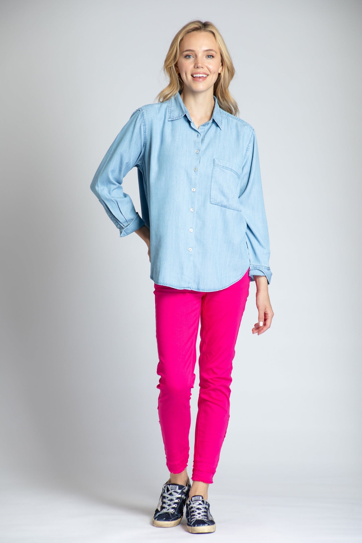 Reverse Back Frayed Tulip Jean