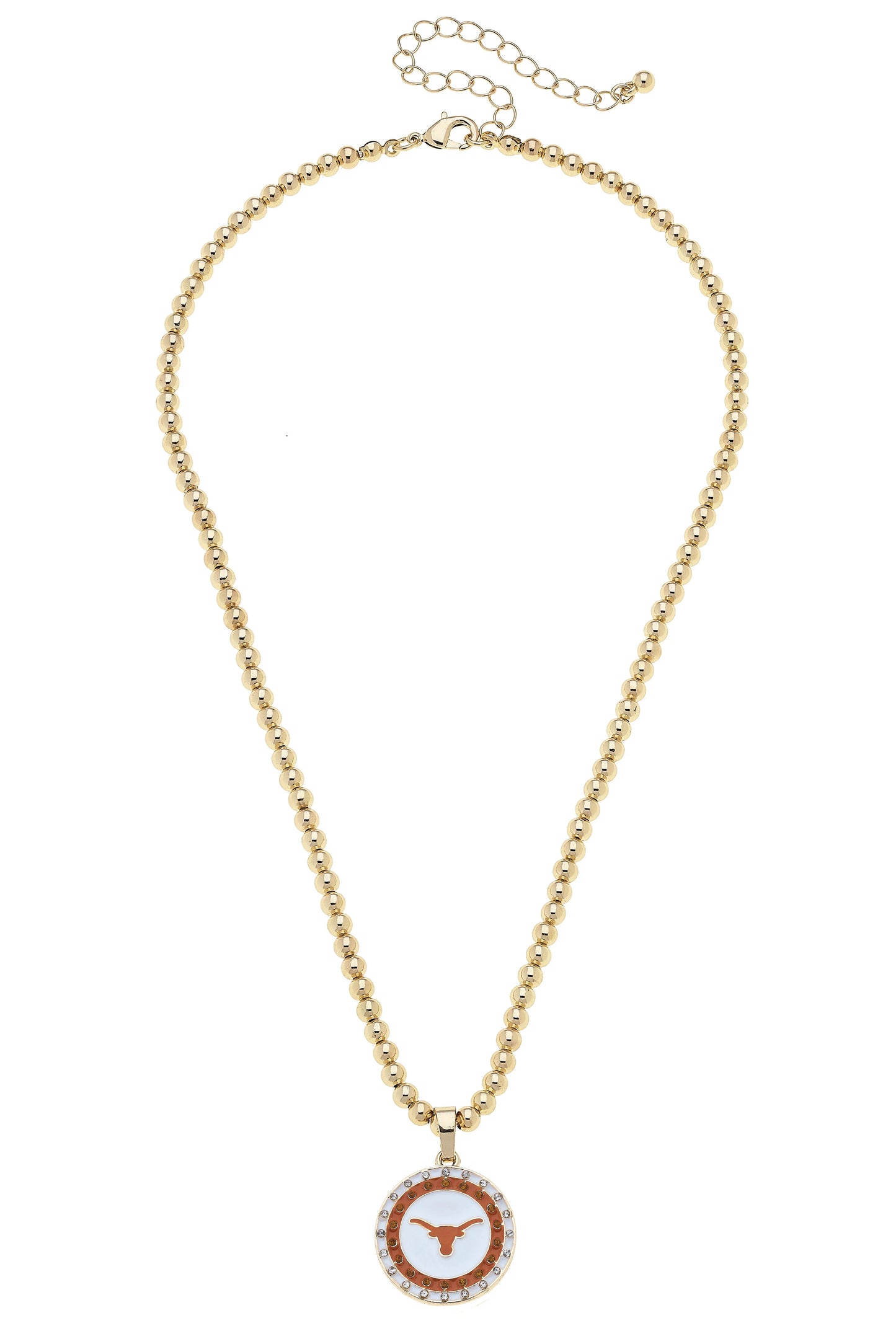 Texas Longhorns Pave Disc Necklace in Shiny Gold 26260N