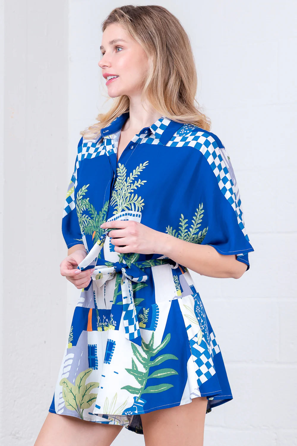 Romper Button-down S/S Blue Multi