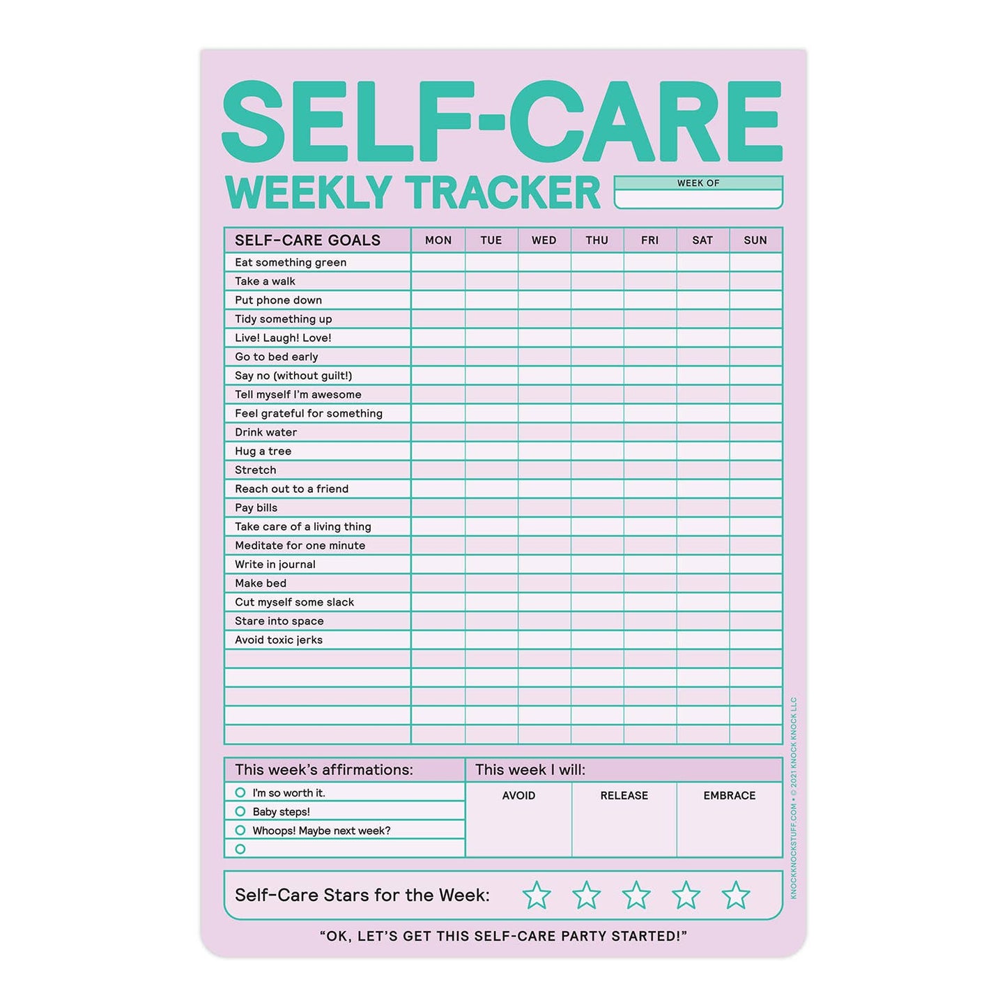 Self-Care Weekly Tracker Pad #12633