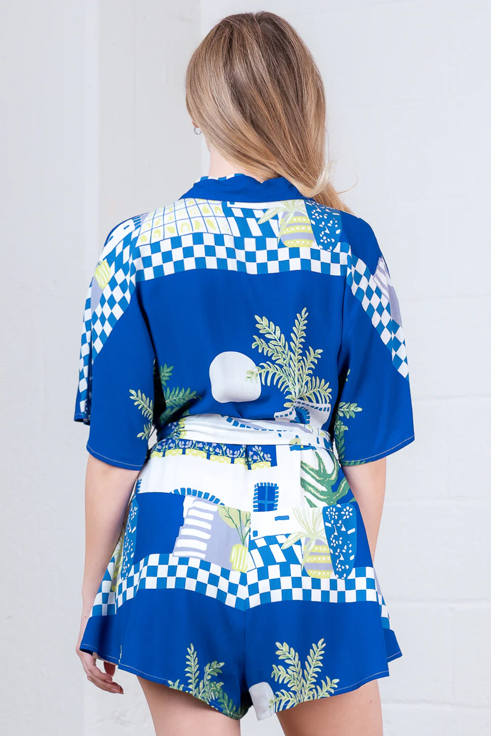 Romper Button-down S/S Blue Multi