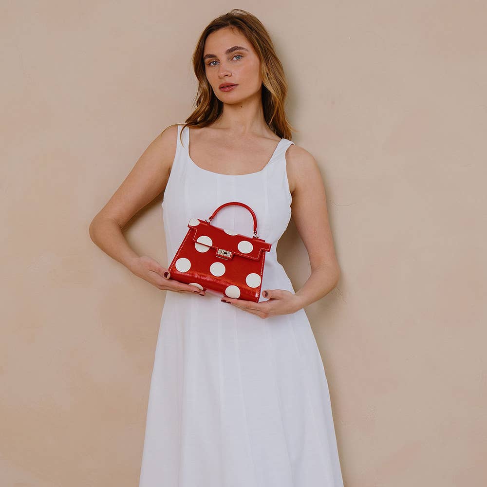 Maisel Black Recycled Vegan Polka Dot Handle Bag
