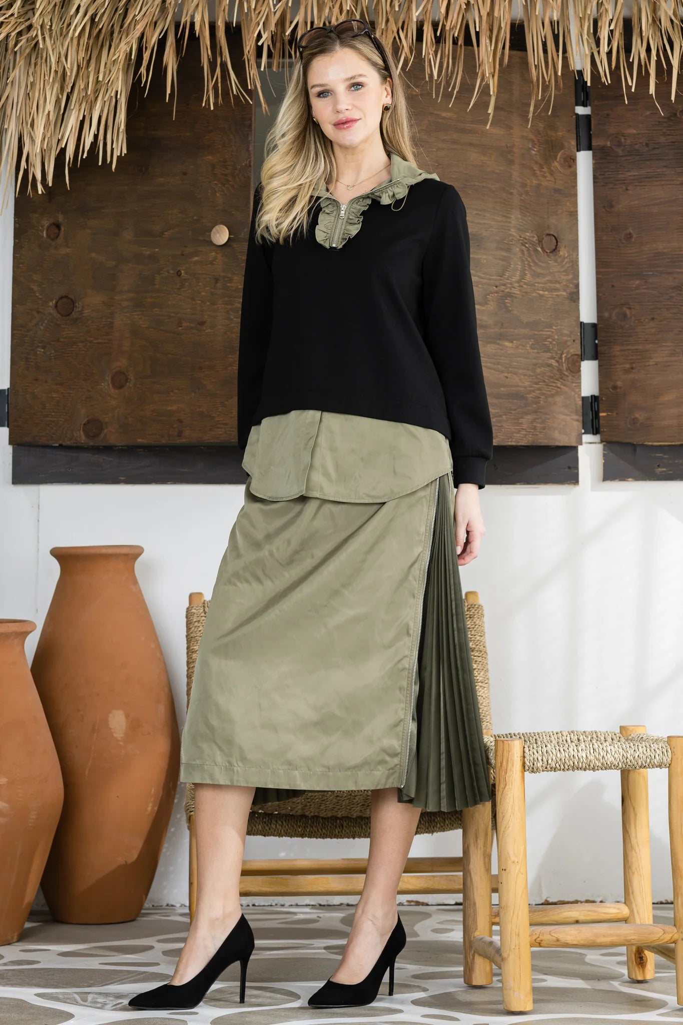 Skirt with Zipper Hidden Pleats