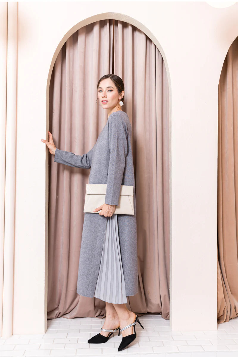 Sammy Knitted/Pleated Chiffon Dress