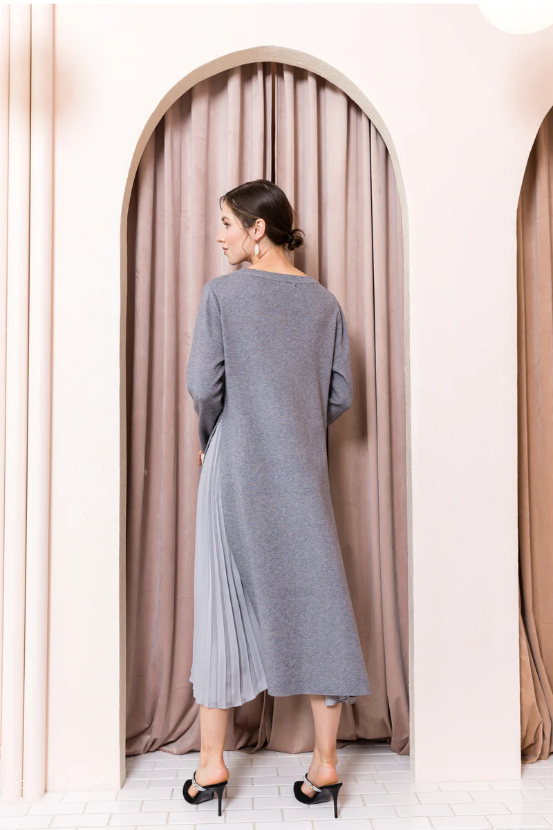 Sammy Knitted/Pleated Chiffon Dress
