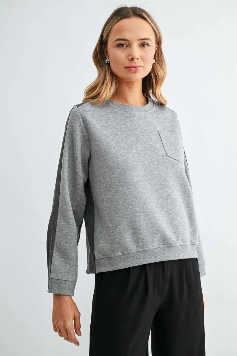Stripe L/S Top with Pleated Back