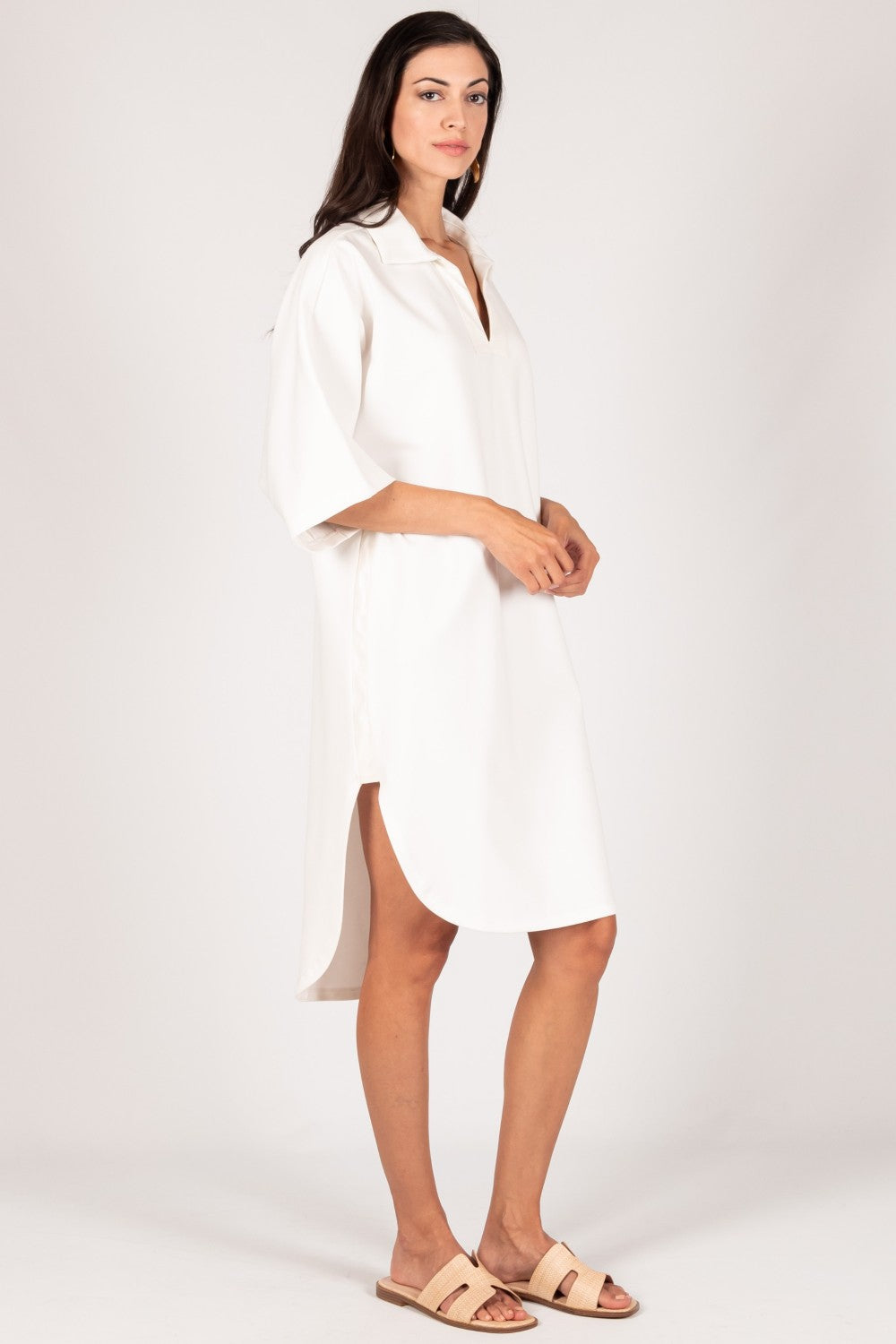 Ponte Faux Leather Contrast Midi Dress
