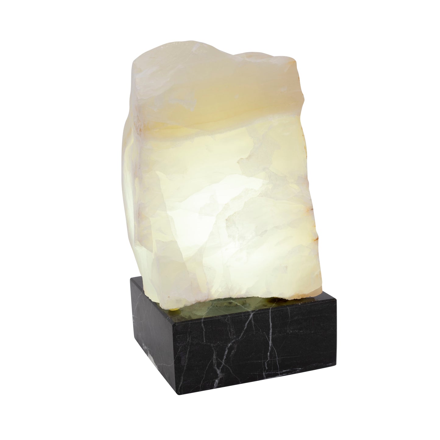 Onyx Rock Lamp on marble pedestal