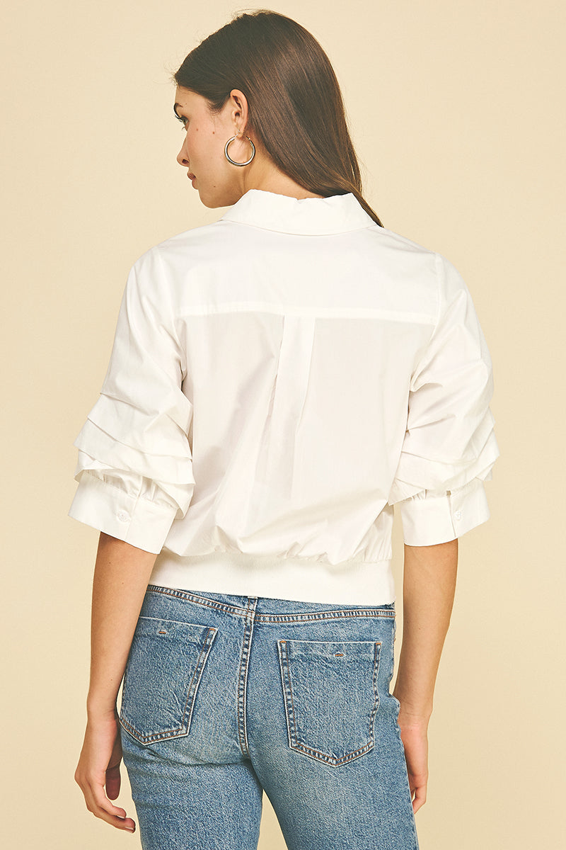 Cropped Shirt w Banded Hem