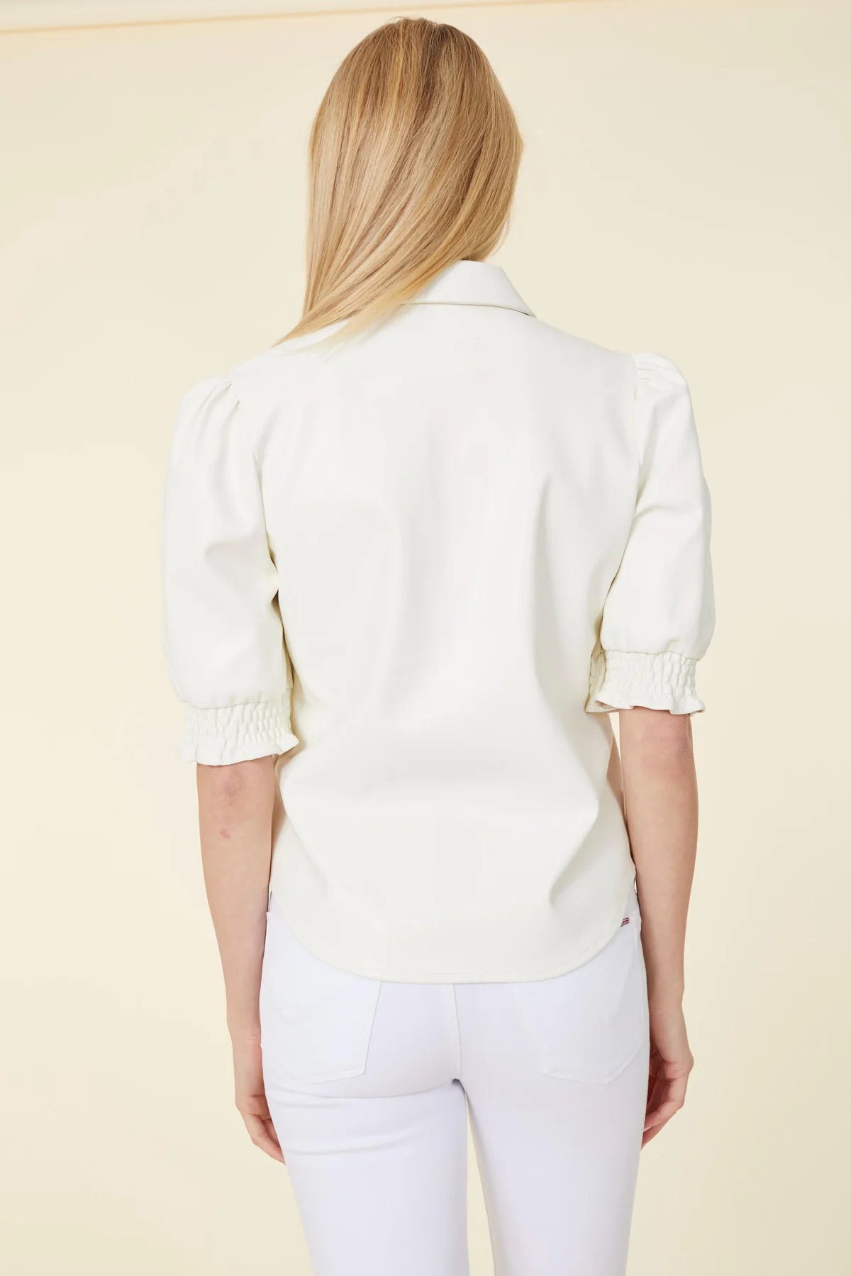 Vegan Leather Elastic Cuff s/s Top