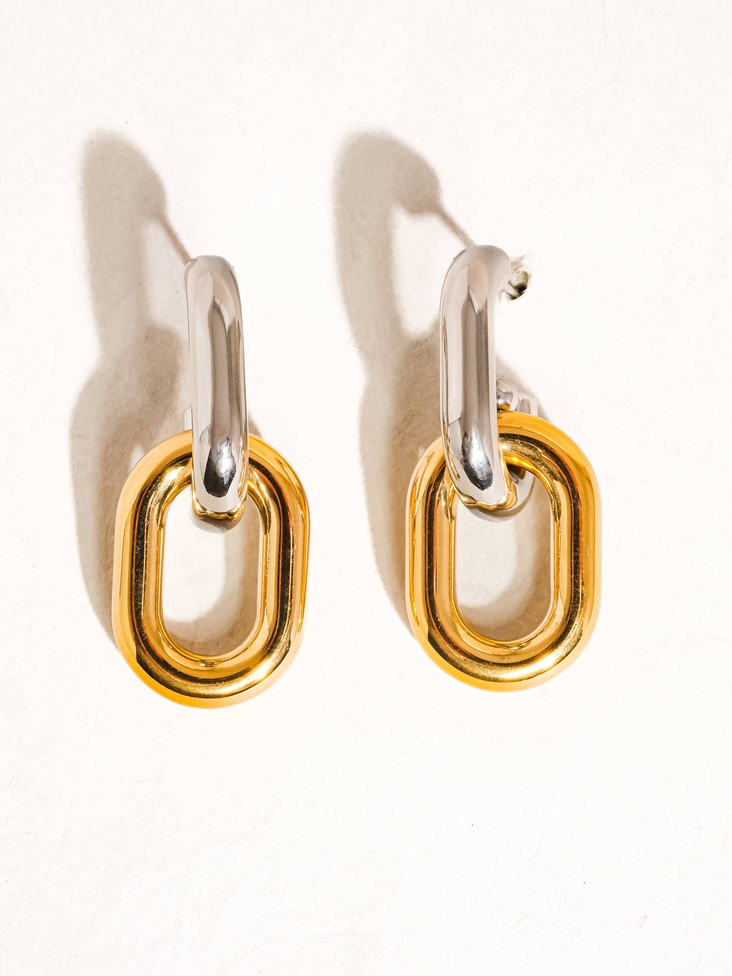 Jaxon 18K Non-Tarnish Double Chain Earring: Multi-Colored