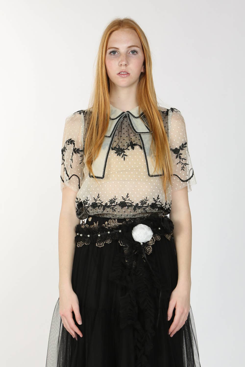 Polka Dot Sheer Mesh Blouse