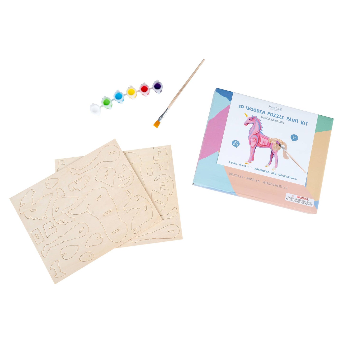 3D Wooden Puzzle with Paint Kit: Unicorn Kids