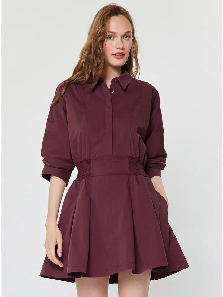 Flared Bordeaux Mini Dress