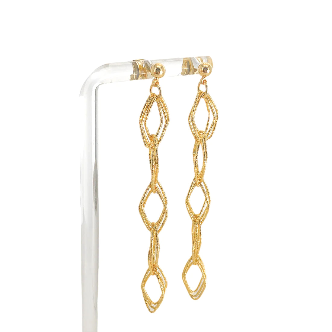 AER073 - Textured Diamond Chain Earrings