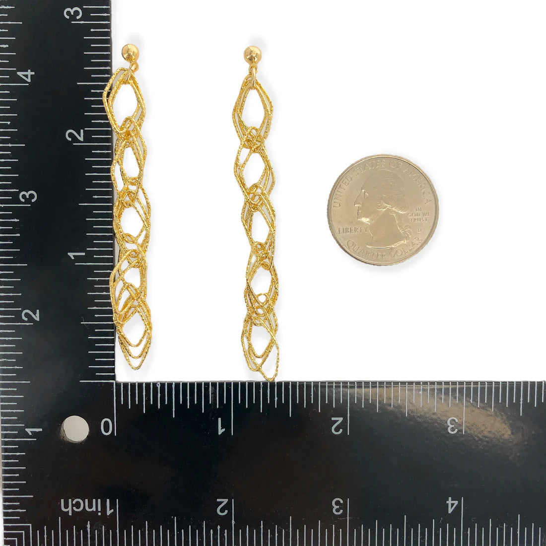 AER073 - Textured Diamond Chain Earrings