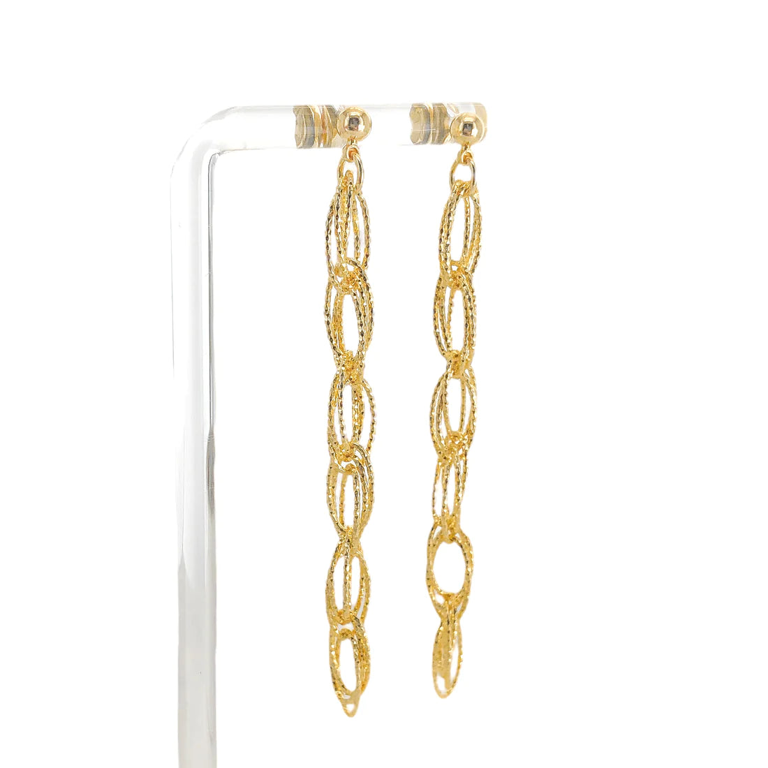 AER074 -Textured Oval Chain Earrings