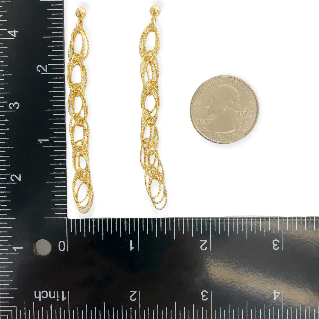 AER074 -Textured Oval Chain Earrings