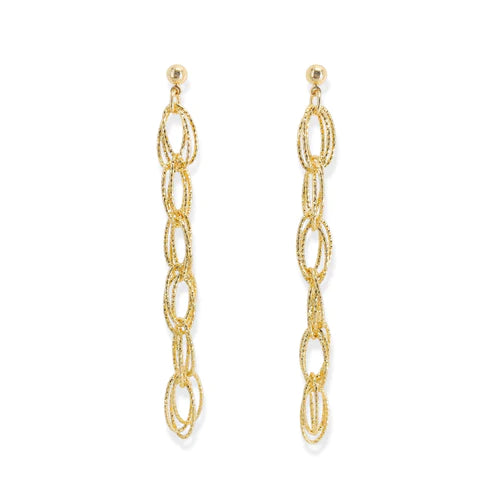 AER074 -Textured Oval Chain Earrings