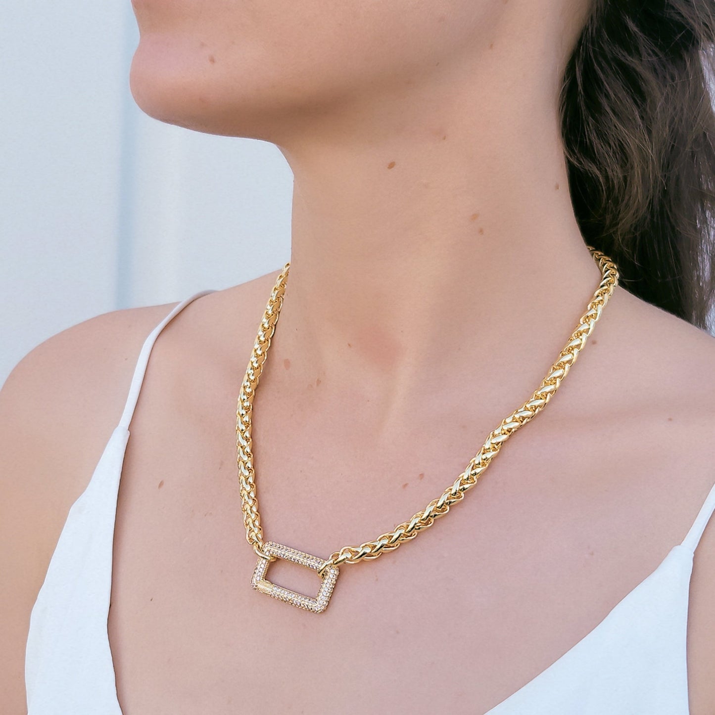 ANK300 Braided Chain W/CZ Carabiner NK