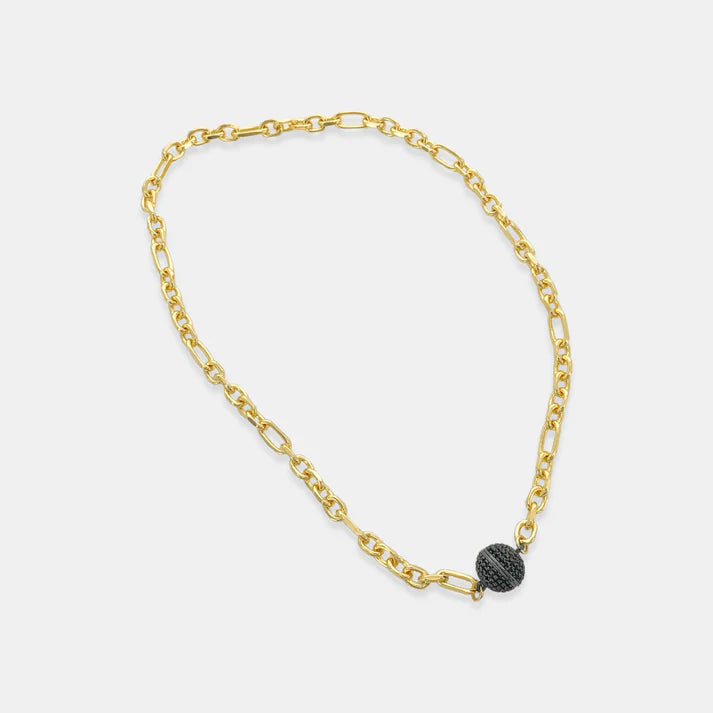 ANK378 Alt Chain w/CZ Magnetic Spere Necklace