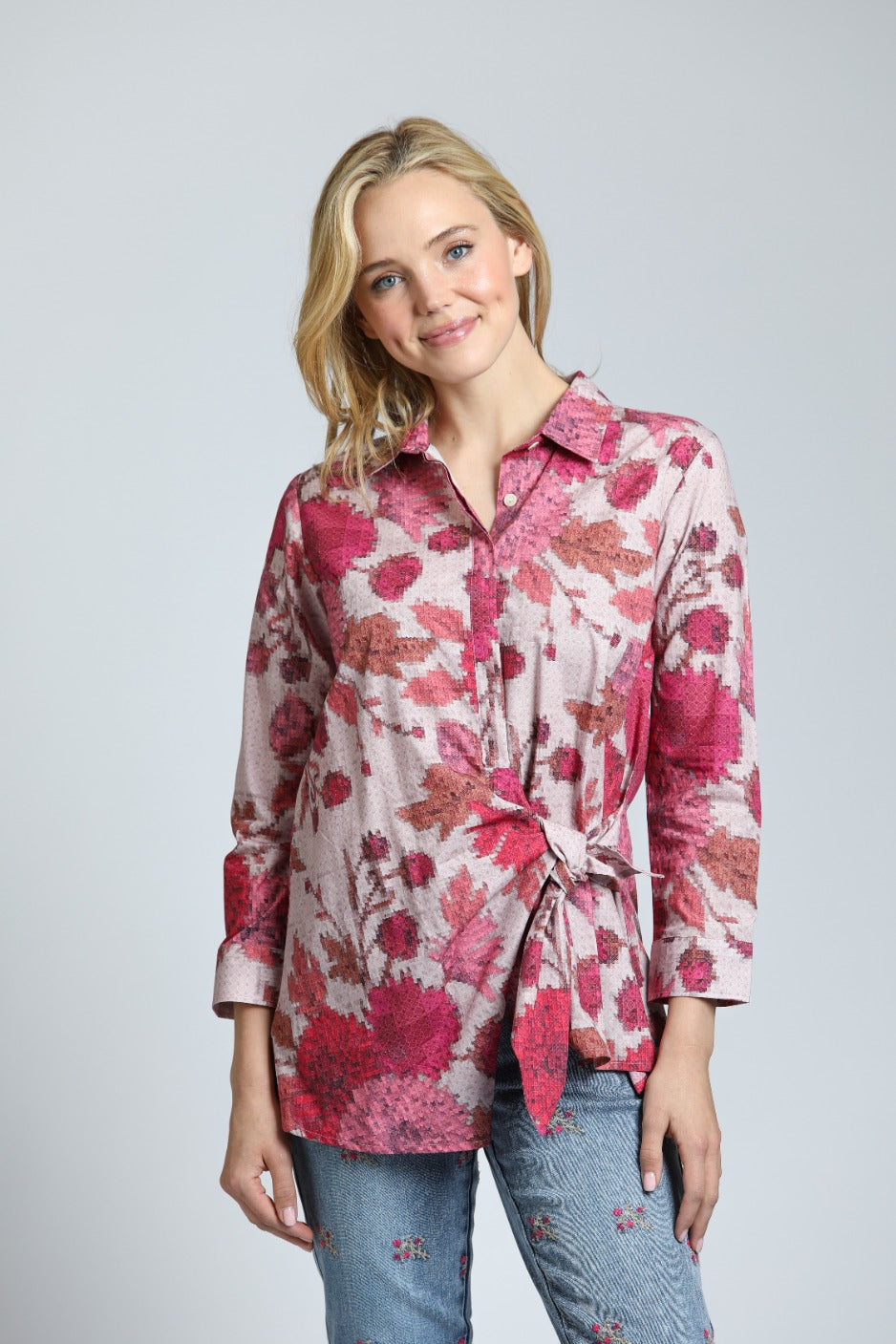 Printed Side Tie Shirt