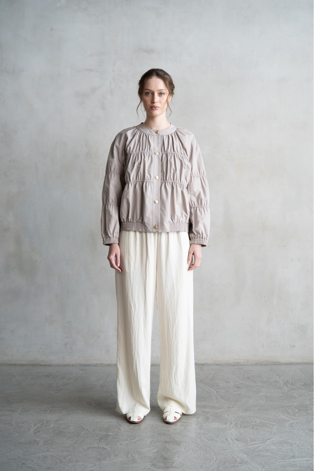 Elastic Piping Blouson Jacket