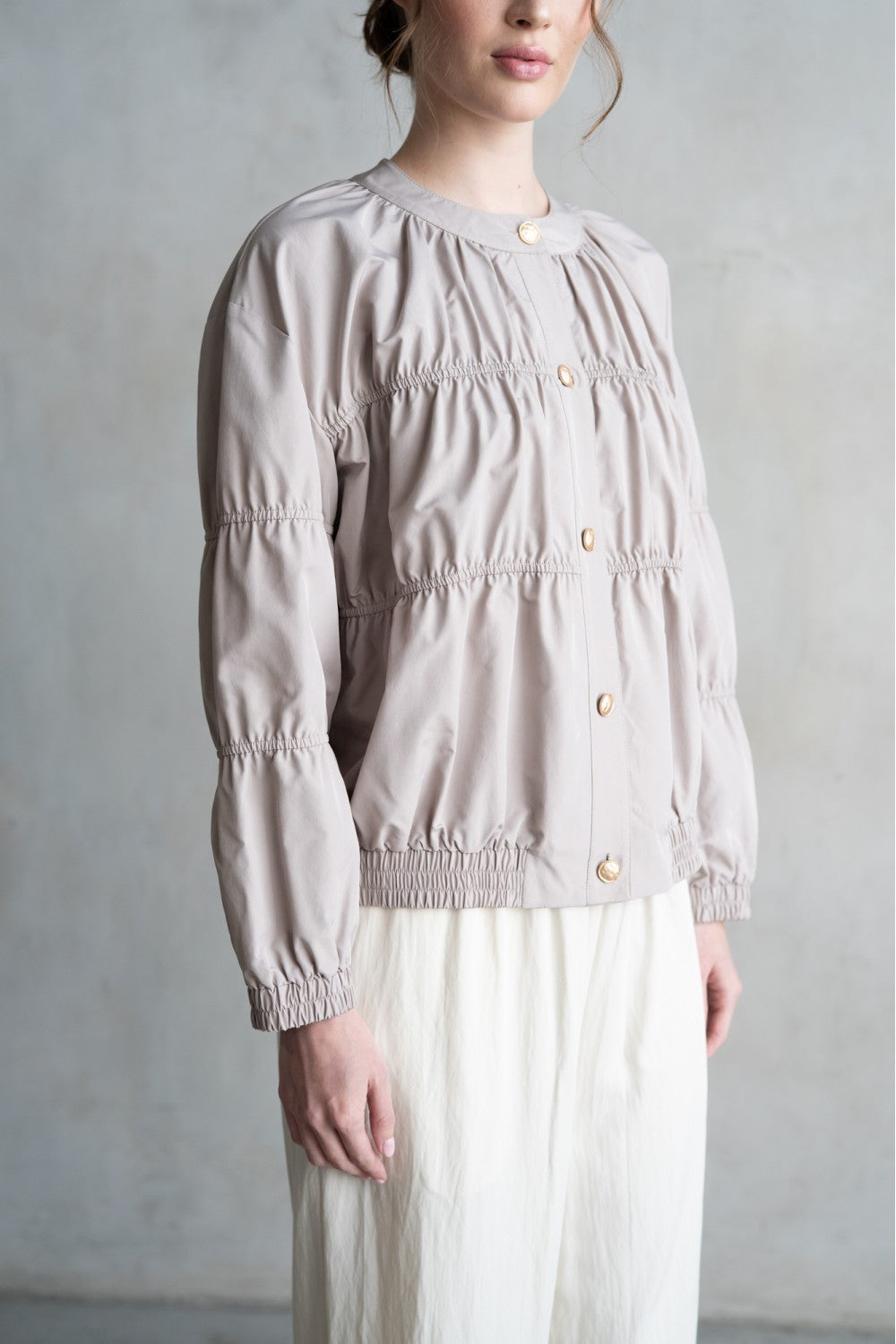 Elastic Piping Blouson Jacket
