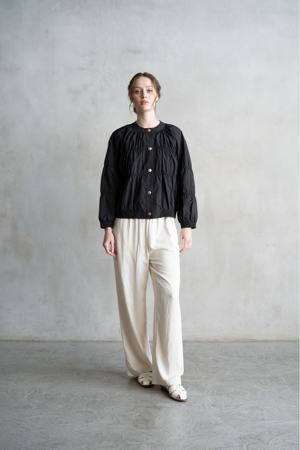Elastic Piping Blouson Jacket