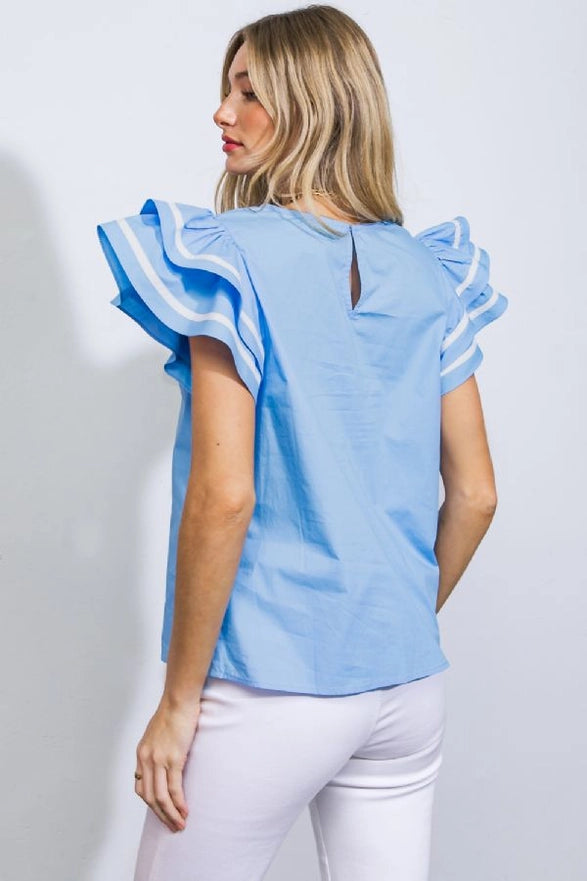 Solid Wove Top Flounce Sleeve
