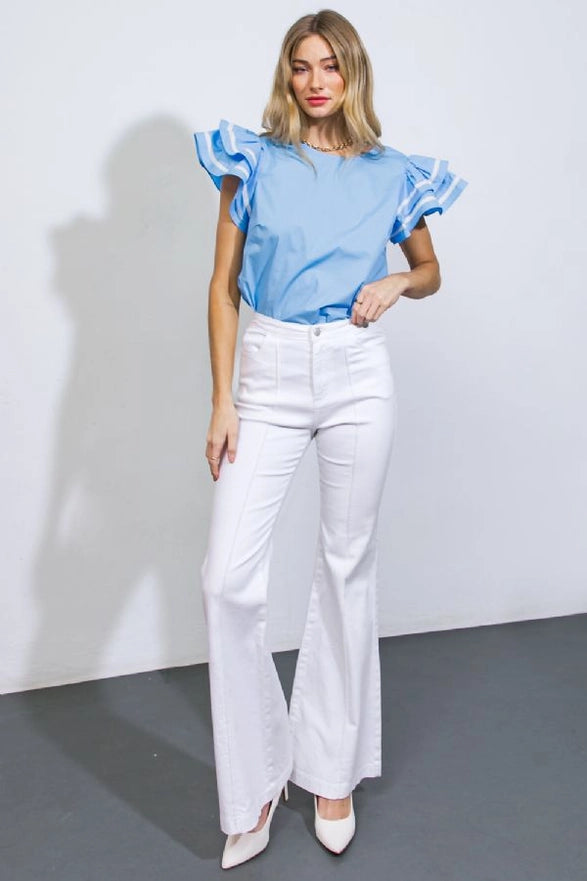 Solid Wove Top Flounce Sleeve